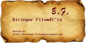 Biringer Filoméla névjegykártya