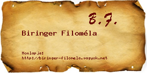 Biringer Filoméla névjegykártya